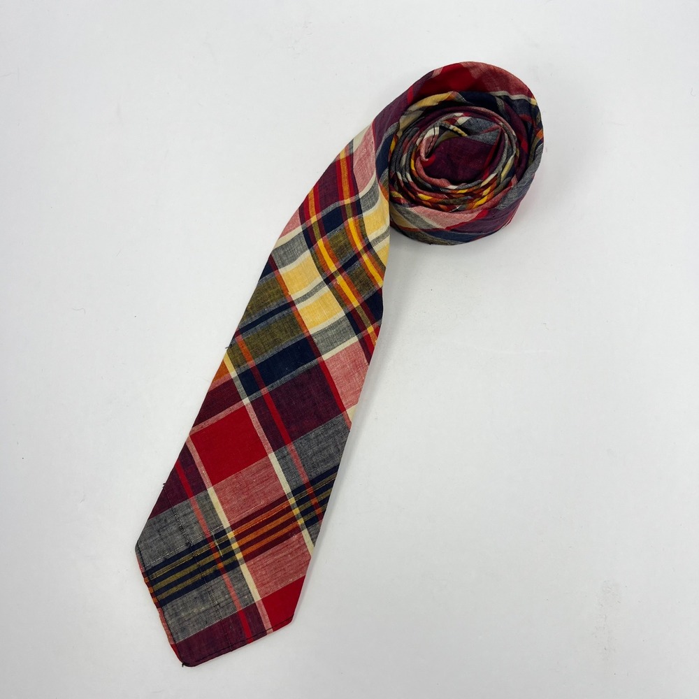 RARE Vintage Yale Co-op Tie Madras Handwoven Plaid Ivy League Preppy Collegiate